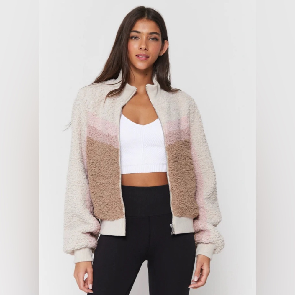 Spiritual Gangster Sherpa Stripe Bomber Jacket